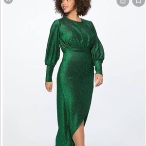 ELOQUII High low green evening gown- never worn - shiny material
